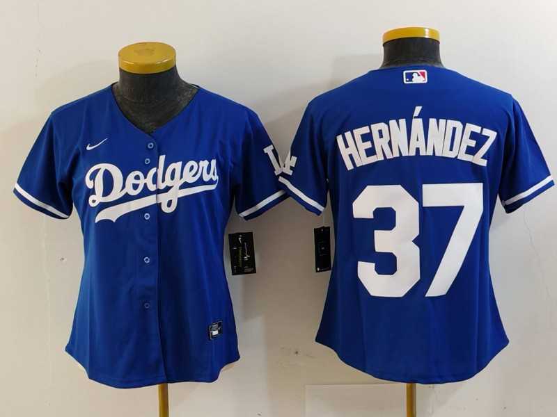 Women%27s Los Angeles Dodgers #37 Teoscar Hernandez Blue Cool Base Stitched Jersey->mlb womens jerseys->MLB Jersey